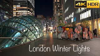 London Winter Lights Walk  Compilation  London Winter Walk 4K HDR [upl. by Edwina729]