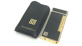 □ GIVENCHY ジバンシー ガスライター GIVENCHY 2000 ブラック ゴールド 喫煙具 ローラー ライター ケース 付き 火花確認済み □24032506 [upl. by Sonitnatsnok771]