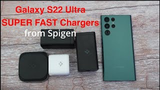 Galaxy S22 Ultra FAST Chargers 45W 65W 120W Spigen Chargers [upl. by Latrena]