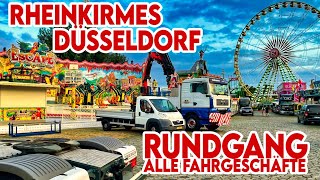 Rheinkirmes Düsseldorf 2022  ALLE Fahrgeschäfte im Rundgang  Aufbau der größten Kirmes am Rhein [upl. by Pineda400]