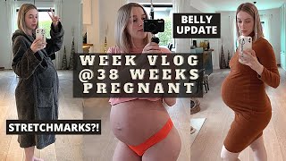 WEEK VLOG  38 WEEKS PREGNANT  First Stretchmarks  Belly Update [upl. by Otilia708]