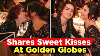 Kylie Jenner And Timothée Chalamet Share Sweet Kisses At Golden Globes [upl. by Michail]