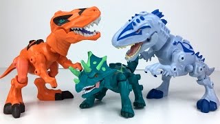 HERO MASHERS JURASSIC WORLD TYRANNOSAURUS REX SPINOSAURUS VELOCIRAPTOR INDOMINUS REX DINOS AUS TEILE [upl. by Nonnaihr]