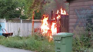 PreArrival RubbishFence Fire Regina Saskatchewan [upl. by Eidolem]