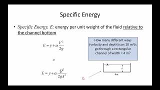 Specific Energy Alternate Depths Critical Flow Froude Number  CE 331 22 Mar 2021 Class 24 [upl. by Nadnal989]