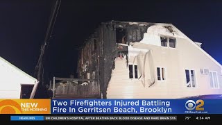 2 Firefighters Hurt Battling Brooklyn Blaze [upl. by Jesh541]