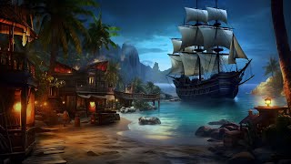 Pirate Village Ambience with Ocean Waves Creaky Ship Seagulls amp Pirate Sounds No Music [upl. by Aoh]