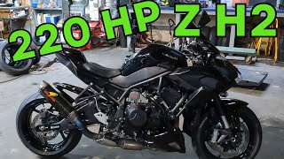 Kawasaki Z H2 Makes Over 220 HP On The Dyno [upl. by Hanway]