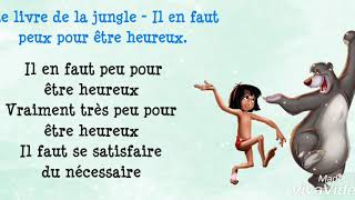 Le livre de la jungle Il en faut peut pour être heureux Lyrics [upl. by Roche]