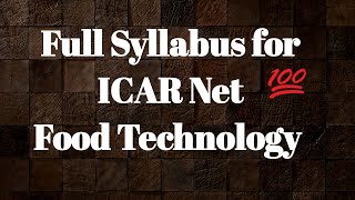 ICAR ASRB NET Food Technology syllabus 2020 Syllabus asrb 2020 in hindi [upl. by Lindblad]