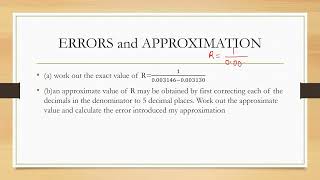 Calculations of Errors due to approximation [upl. by Minardi780]