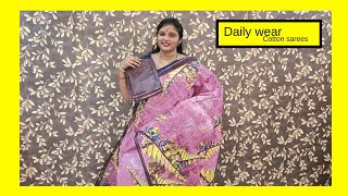 Daily wear cotton sarees  7794895739  free shipping  YOGAMBIKA HANDLOOMS [upl. by Ellierim755]