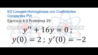 Ejercicios 43 Problema 29 Dennis G ZILL ED Lineales Homogéneas Coeficientes Constantes PVI [upl. by Modesty119]