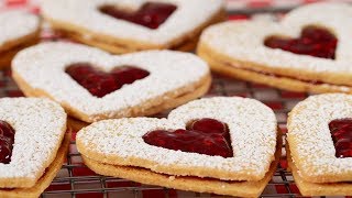 Linzer Cookies Recipe Demonstration  Joyofbakingcom [upl. by Atteynod]