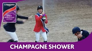 McLain Wards Champagne Shower  Longines FEI World Cup™ Jumping 201617 Final [upl. by Anivid]