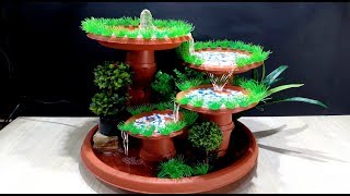 How to make Terracotta Fountain with plastic pots  DIY [upl. by Boggs]