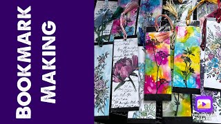 Making Floral Bookmarks With Tim Holtz Stampers Anonymous Floral Stamps Distress Inks and Archival [upl. by Koslo]