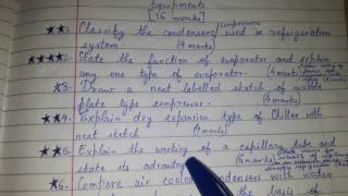 3rd year Diploma  RAC Refrigeration amp Air conditioning  Chapter 3  Question Bank [upl. by Marice]