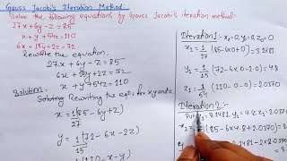 Jacobi method  Iterative method  Solution of linear system of equation [upl. by Gustavo805]