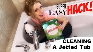 HOW TO CLEAN A JET TUB  CLEANING A JETTA WHIRLPOOL JETTED BATHTUB  EASY BATHROOM CLEANING HACK [upl. by Elenaj172]