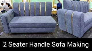 How To Made Leather 2 Seater Steel amp Handle Sofa l Best Sofa Making Process 2024 [upl. by Jenette]