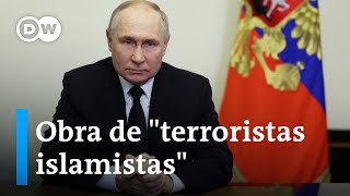 Putin afirma que el atentado cerca a Moscú fue obra de quotislamistas radicalesquot [upl. by Ardnuhsed]