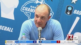 UNC baseball coach Forbes and shortstop Wilkerson speak after big win over LSU [upl. by Eilrebmik]