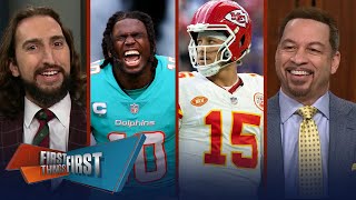 Chiefs vs Dolphins Mahomes Tua MVP odds amp Tyreek Hill revenge game  NFL  FIRST THINGS FIRST [upl. by Amadeo508]