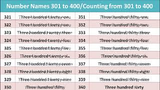 301 to 400 Numbers Name I 301 से 400 तक गिनती I 301 to 400 counting in English  Counting 301 Se 400 [upl. by Tristas228]