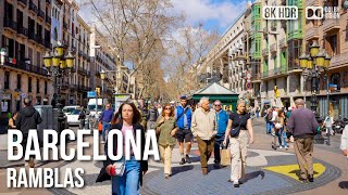 Barcelona La Rambla Complete Tour  The Legendary Boulevard  🇪🇸 Spain 8K HDR Walking Tour [upl. by Susanetta]