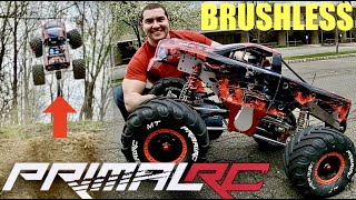 Primal RC Raminator  15 Brushless Conversion Kit  FIRST DRIVE on 8S  SEND IT 👍🏻 [upl. by Anerres]