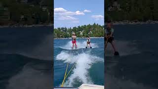 ► Water Skiing at Lake Arrowhead First Time Beginner Kid Water Ski Basics 小朋友在 箭頭湖 滑水 運動 Shorts [upl. by Mycah]