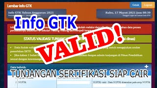 INFO GTK SUDAH VALID TUNJANGAN SERTIFIKASI GURU SIAP CAIR INI CARA MENGECEKNYA [upl. by Raybin]