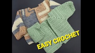 Easiest Crochet Baby Cardigan EVER Ive never made one before [upl. by Eissak]