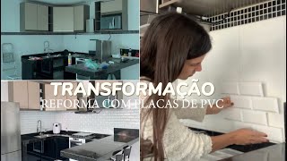 TRANSFORMAÇÃO NA COZINHA GASTANDO POUCO E SEM QUEBRAR NADA ótimo para casas alugadas [upl. by Bartley160]