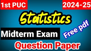 1st PUC Statistics Midterm exam 2024 Model Questions with key answers karnataka board [upl. by Nnayr495]