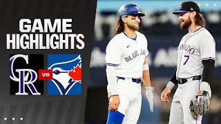 Rockies vs Blue Jays Game Highlights 41224  MLB Highlights [upl. by Lyrej568]