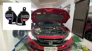 Sound Test  PIAA Euro Sports Horn 600Hz500Hz on a 2020 Honda Civic RS Turbo [upl. by Amliw]