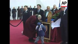 WRAP Milosevics coffin arrives at museum candles voxpops [upl. by Ojela]