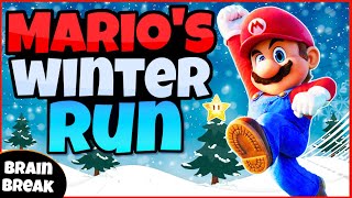 🍄 Marios Winter Run ❄️  Fitness Run  Brain Break  MiniGames  GoNoodle Inspired [upl. by Aitital]