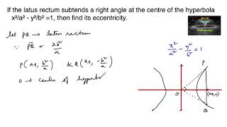 If the latus rectum subtends a right angle at the centre of the hyperbola x²a²y²b²1 eccentricity [upl. by Aronel82]