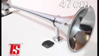 Hadley Lkw Druckluft Horn Hupe rund 47cm verchromt Artikel 3199 [upl. by Willie]