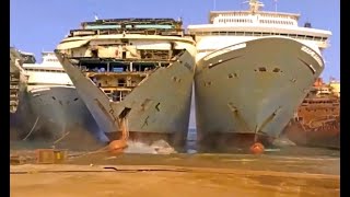 Large Cruise Ships Crashing Into Shore For Scrapping [upl. by Three602]