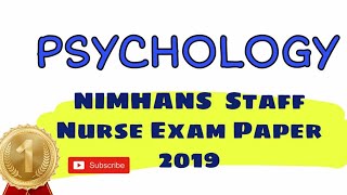 Psychology  N‫IMHANS Staff Nurse Exam Question Paper 2019 thenurse [upl. by Llednav492]