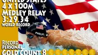 Olympic 4x100 Medley Relay USA Phelps GOLD 8 [upl. by Loreen]