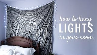 How to Hang String Lights in Your Room  EASY [upl. by Erdnoid380]