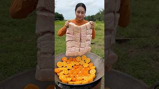 Pork crispy with orang cook recipe shortvideo shorts cooking food recipe [upl. by Suirauqram]