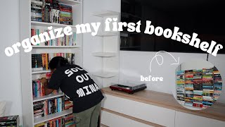 organize my first bookshelf with me [upl. by Normy]