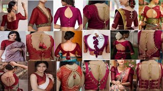 Very Beautiful Maroon Color Blouse Designs❤Blouse Back Neck DesignsBlouse Designs [upl. by Denie395]