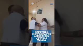 Enfermera del IMSS agrede a sus compañeros con jeringas usadas shorts [upl. by Huntington399]